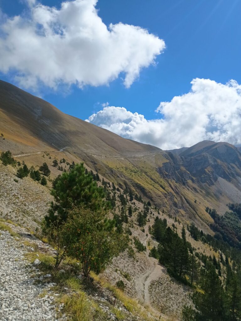 Il sentiero sassoso lungo la dorsale del Monte Bove.